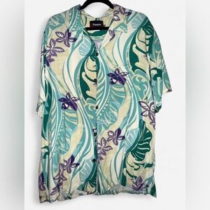 Men's Tropical Print Shirt - Green and Purple